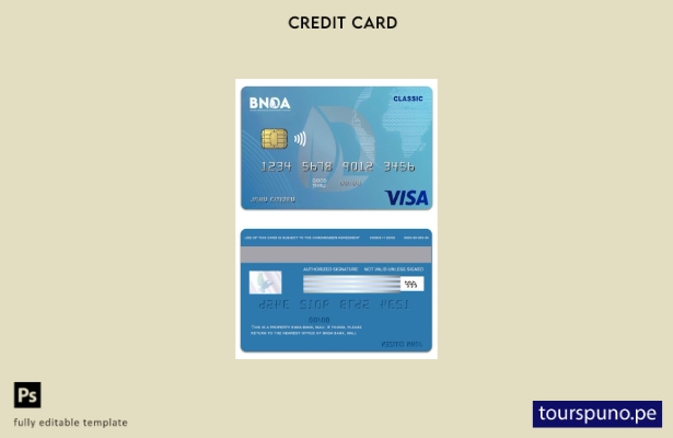 lista para imprimir plantilla de tarjeta clásica visa Mali BNDA Bank